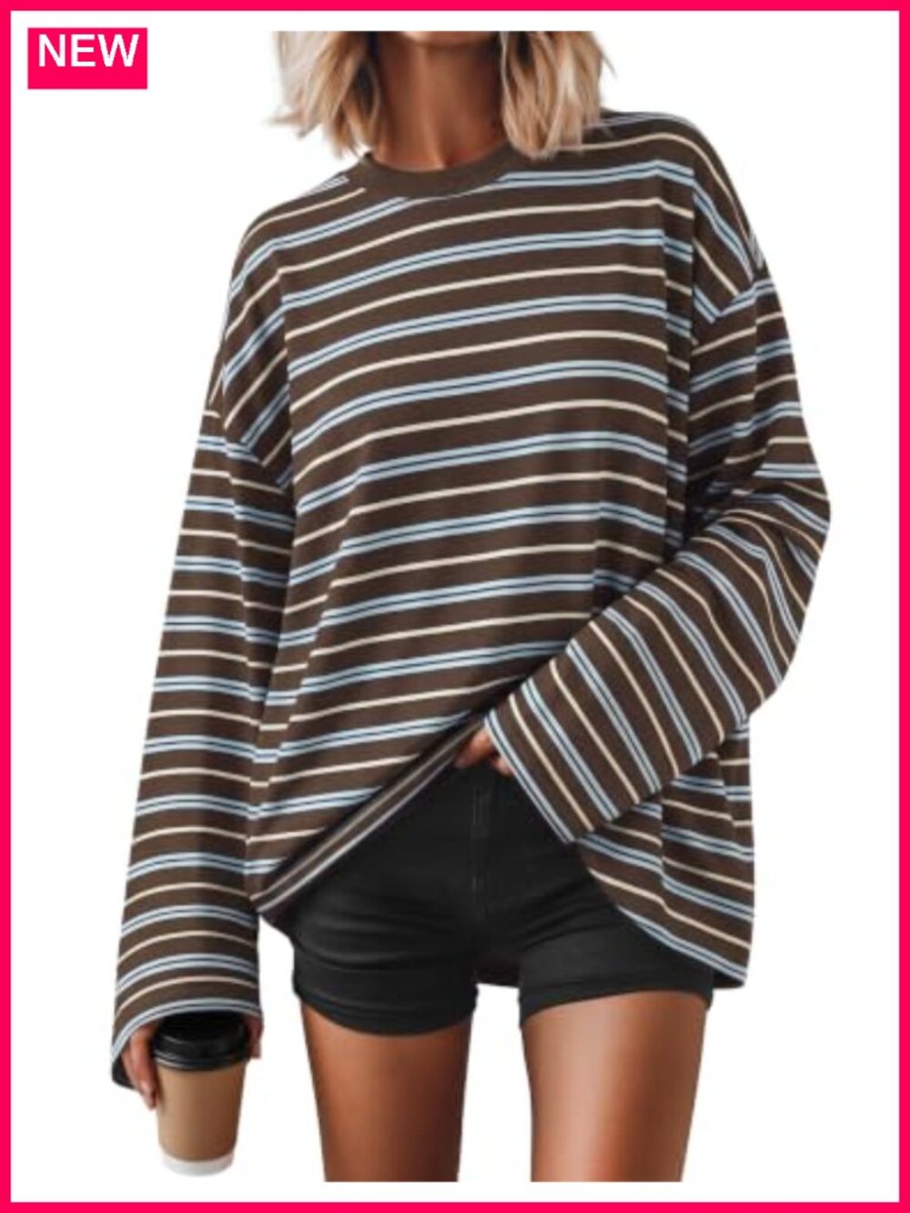 Striped Oversized Long Sleeve T-Shirt Y2K Going Out Top
